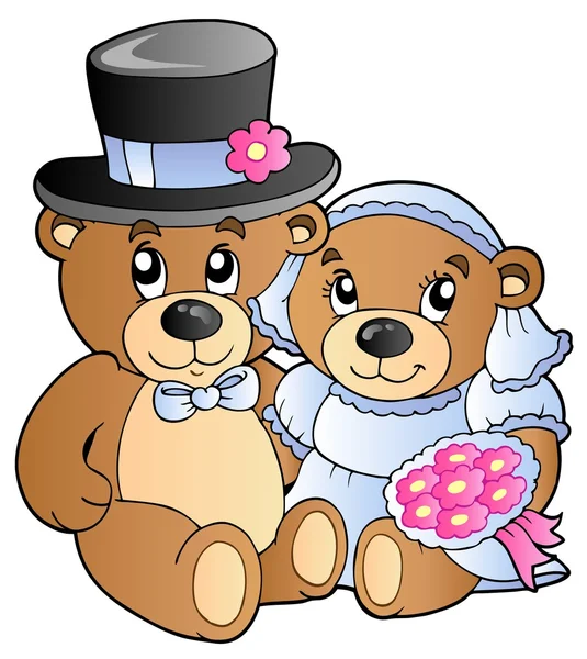 Bruiloft teddy bears — Stockvector