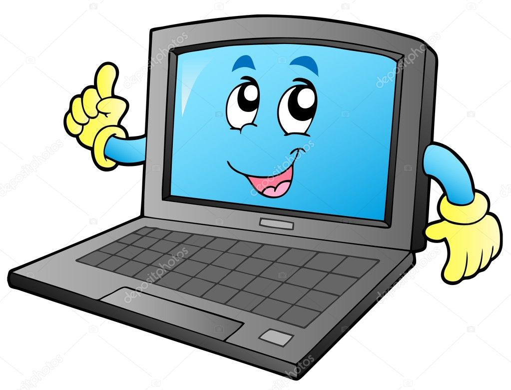Image vectorielle Caricature souriant ordinateur portable par ...