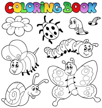 Coloring book with small animals 2 clipart