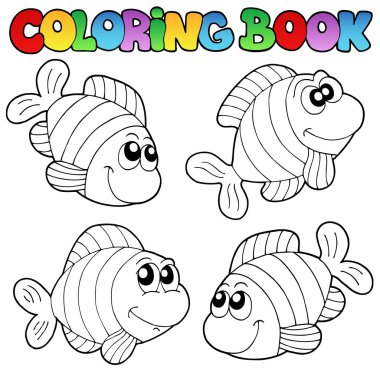 Coloring book with striped fishes clipart