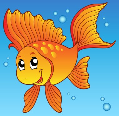 Cute goldfish in water clipart