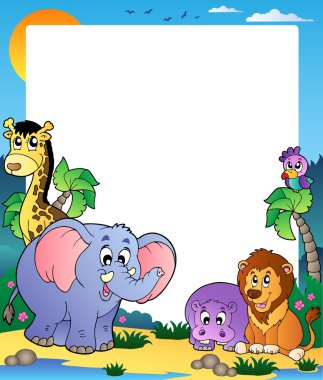 Frame with tropical animals 1 clipart