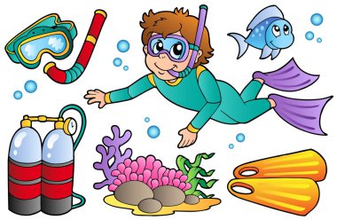 Scuba diving collection clipart