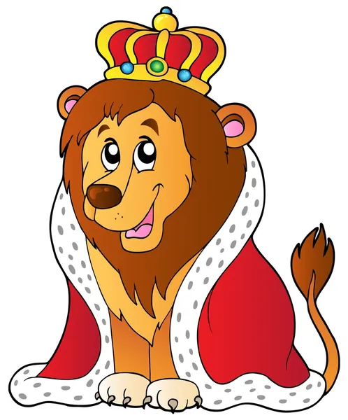 Leão dos desenhos animados em roupa de rei — Vetor de Stock