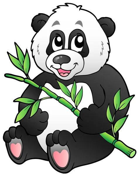 Panda dos desenhos animados comendo bambu — Vetor de Stock
