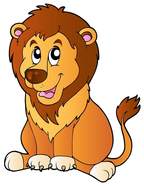 座っているライオンを漫画します。 — ストックベクタ