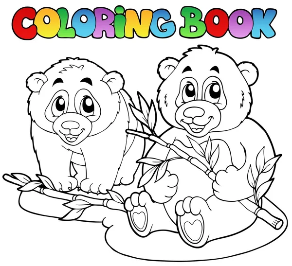 图画书与两只大熊猫 — 图库矢量图片