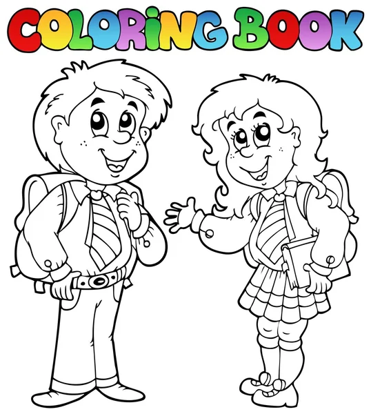 Kleurboek met twee studenten — Stockvector