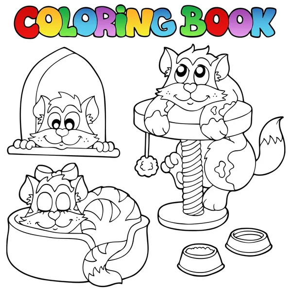 Libro da colorare con vari gatti 1 — Vettoriale Stock