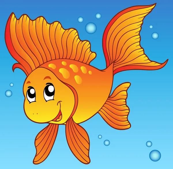 Roztomilý zlatá rybka ve vodě — Stockový vektor