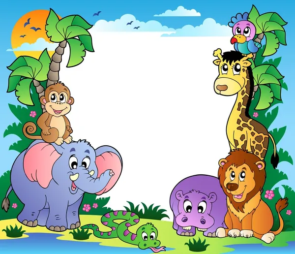 Rám s tropická zvířata 2 — Stockový vektor