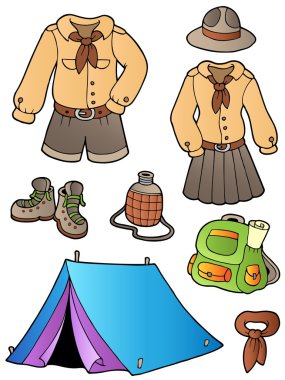 Scout clothes and gear collection clipart