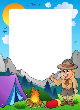 Summer frame with scout theme 1 clipart