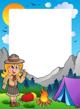 Summer frame with scout theme 2 clipart