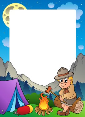 Summer frame with scout theme 3 clipart