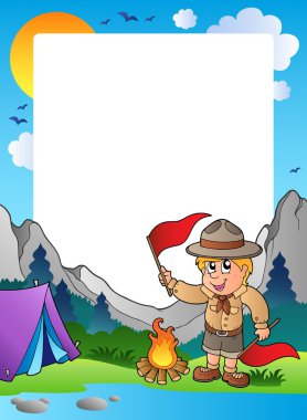 Summer frame with scout theme 5 clipart