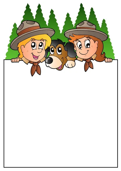 Blank frame with lurking scouts — Stock Vector