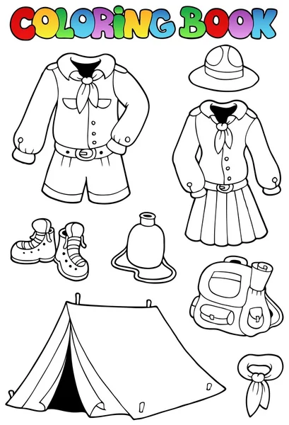 Coloring book with scout clothes — Stock Vector