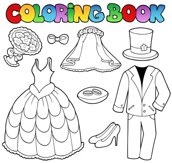 Düğün giysileri ile boyama kitabı — Stok Vektör