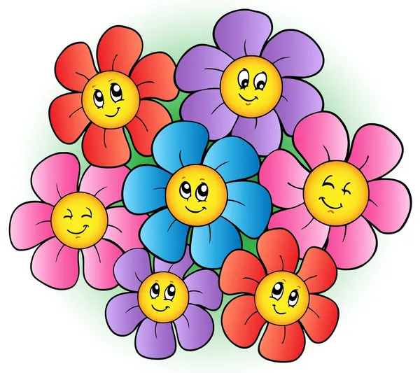 Group of cartoon flowers — Stock Vector