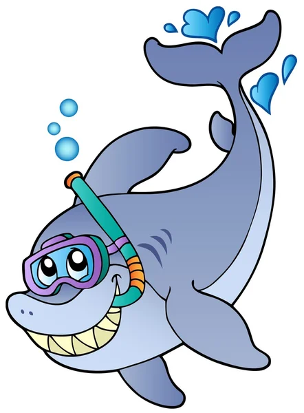 Buceador de snorkel de tiburón — Vector de stock