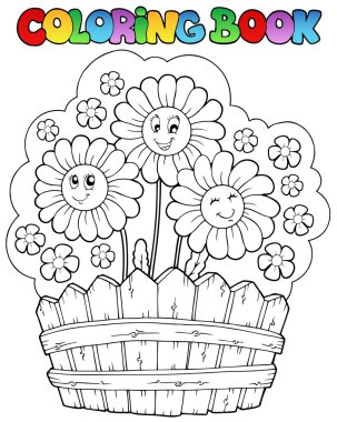 Coloring book with daisies clipart