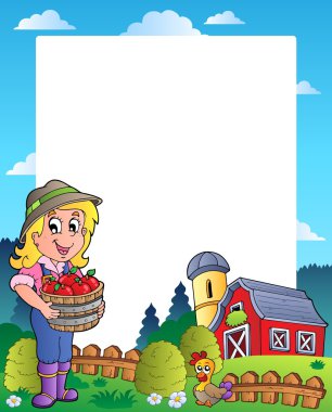 Country scene with red barn 6 clipart