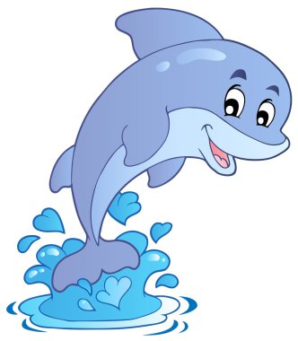 Happy jumping dolphin clipart