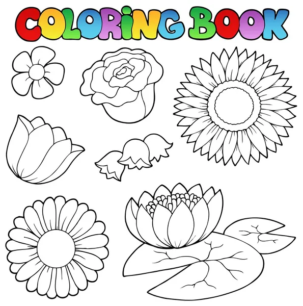Kleurboek met bloemen set — Stockvector