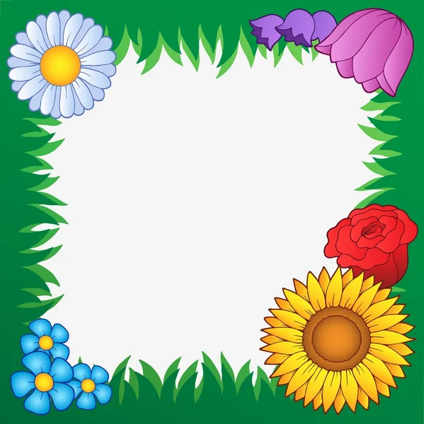 Tráva rám s květy 2 — Stockový vektor