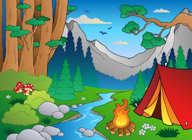 Cartoon forest landscape 4 clipart