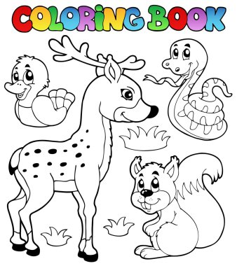 Coloring book with forest animals 2 clipart