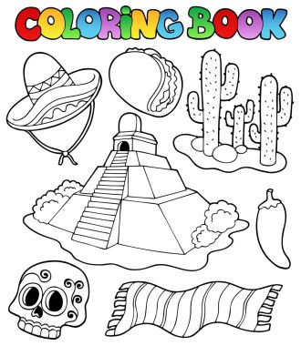 Coloring book with Mexican theme 1 clipart