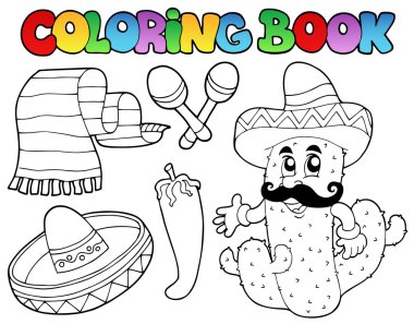 Coloring book with Mexican theme 2 clipart