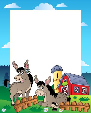 Country frame with red barn 5 clipart