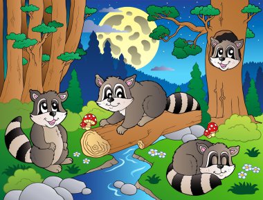 Forest scene with various animals 8 clipart