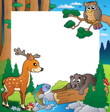 Frame with forest theme 1 clipart