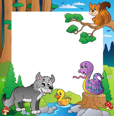 Frame with forest theme 3 clipart