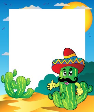 Frame with Mexican cactus clipart