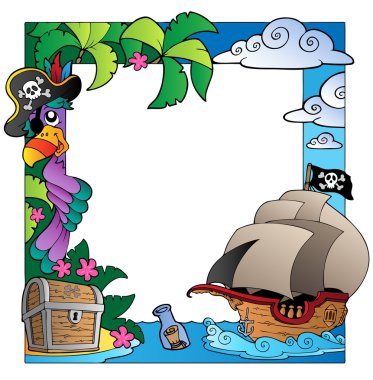 Frame with sea and pirate theme 4 clipart