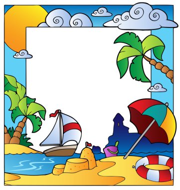 Frame with summertime theme 1 clipart