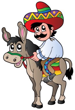 Mexican riding donkey clipart