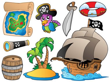 Set of various pirate objects clipart