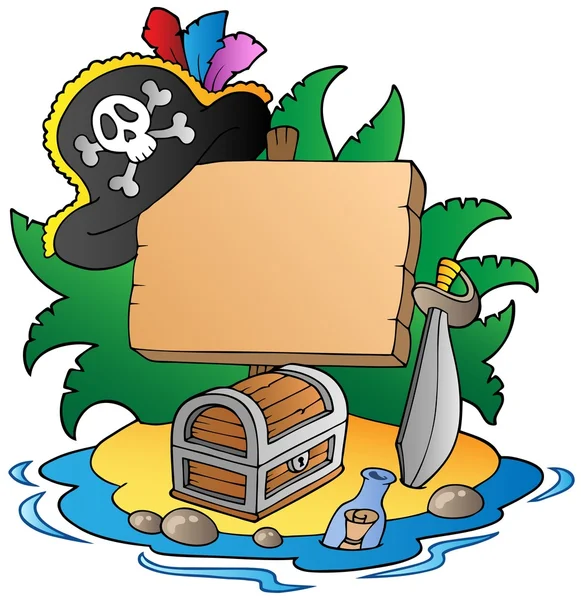 Junta en isla pirata — Vector de stock