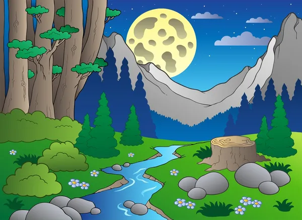 Bosque de dibujos animados paisaje 3 — Vector de stock