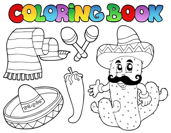 Coloring book with Mexican theme 2 — Stock Vector