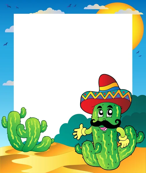 Frame with Mexican cactus — Stock Vector