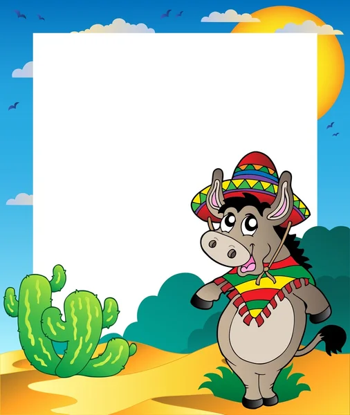 Quadro com burro mexicano — Vetor de Stock