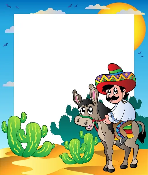 Кадр с мексиканским верховым ослом — стоковый вектор