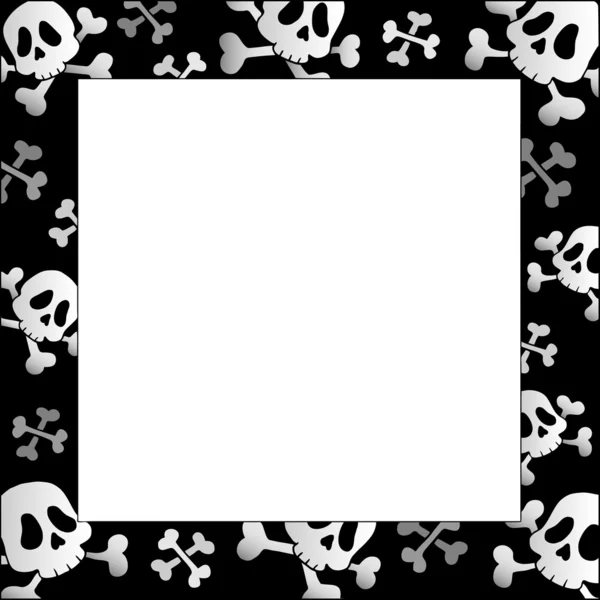 Cadre avec crânes et os de pirate — Image vectorielle